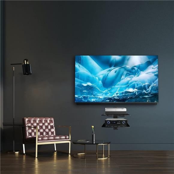 Speaker Mount, Floating Glass Shelf Wall Mount Bracket for DVD Players/Cable Box - Picture 2 of 6